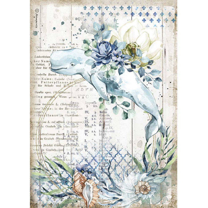 Papel arroz A4 Romantic Sea Dream baleine - Stamperia Papel arroz A4 Romantic Sea Dream baleine - Stamperia