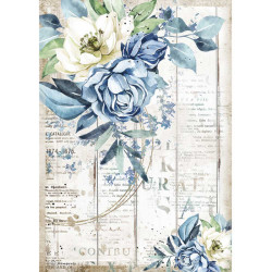 Papel arroz A4  Romantic Sea flor azul - Stamperia
