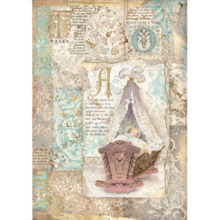 Papel arroz A4  Sleeping beauty cuna - Stamperia