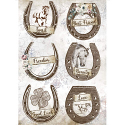Papel arroz A4 Romantic Horses Herraduras - Stamperia