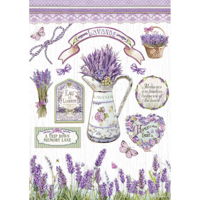 Papel de Arroz Lavanda Stamperia A-4 Papel de Arroz Lavanda Stamperia A-4