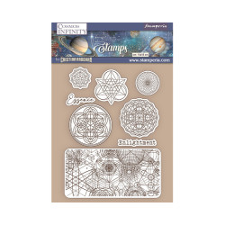 Sello Alta Definición Stamperia 14x18 Cosmos infinity simbolos