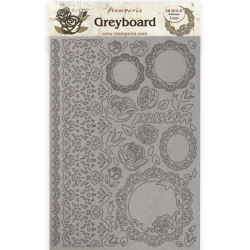 Greyboard A4 2 mm Stamperia Passion lace and roses