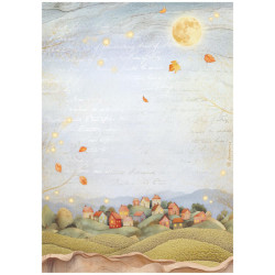 Papel de Arroz  Stamperia A-4 Whispering woods colinas