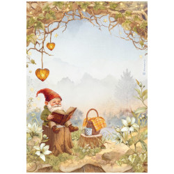 Papel de Arroz  Stamperia A-4 Whispering woods gnomo
