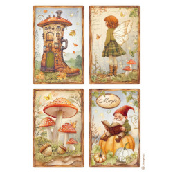 Papel de Arroz  Stamperia A-4 Whispering woods 4 cartas