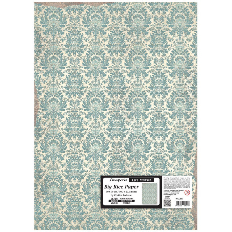 Papel de Arroz Stamperia 50x70 cms. Peony Damsk pattern Papel de Arroz Stamperia 50x70 cms. Peony Damsk pattern