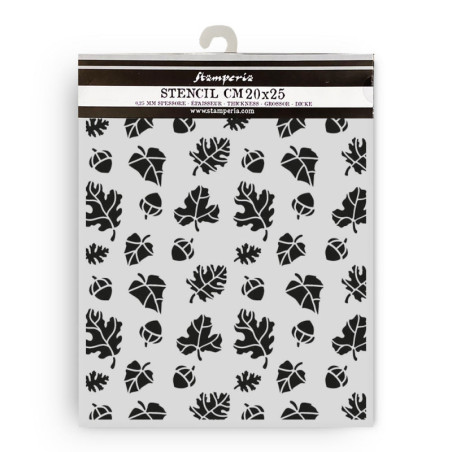 Stencil Stamperia 20x25 cms. - Whispering woods leaves and acorns pattern