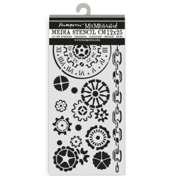 Stencil 12x25 cms. Stamperia Voyages Fantastiques mecanismos