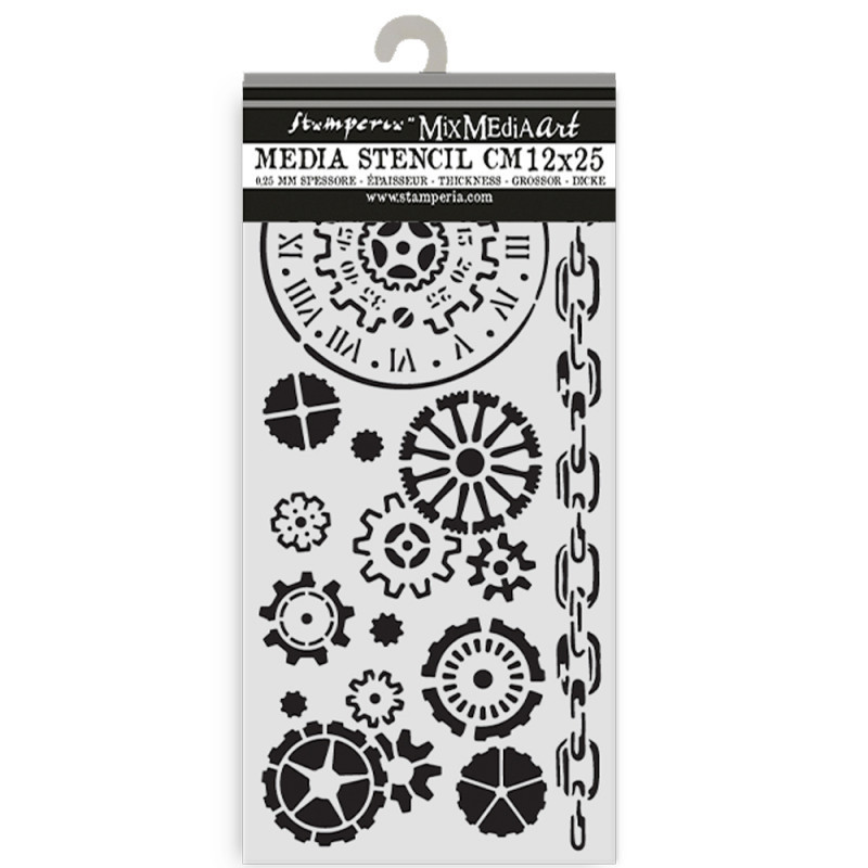 Stencil 12x25 cms. Stamperia Voyages Fantastiques mecanismos