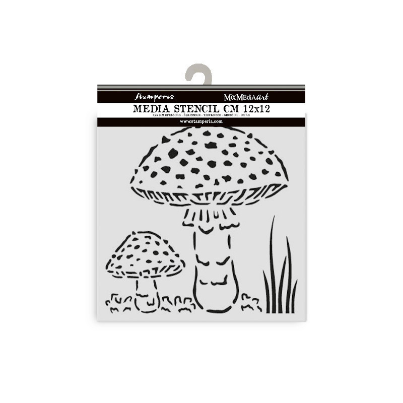 Stencil 12x12 cms. Stamperia Whispering woodsmushrooms