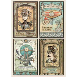 Papel de Arroz Stamperia A-4 Voyages Fantastiques Tarjetas