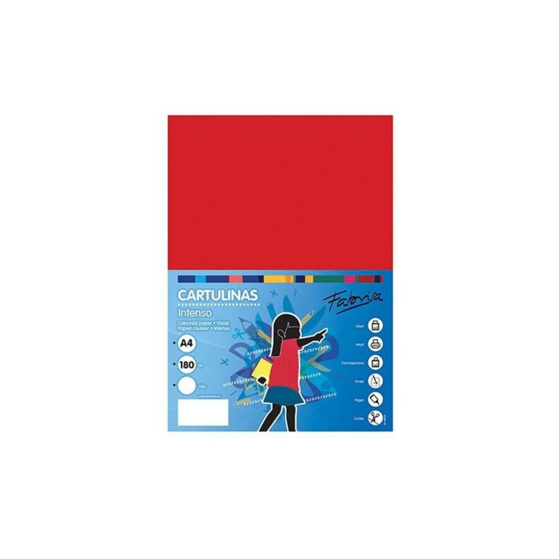 Cartulina Din A-4 Fabrisa 50 hojas Rojo