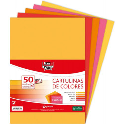 Cartulina Din A-4 Fixo 50 hojas colores fuertes