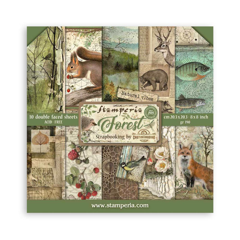 kit de Papeles Scrap Stamperia 20.3x20.3 (8x8") Forest kit de Papeles Scrap Stamperia 20.3x20.3 (8x8") Forest