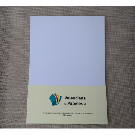 Paquete 20 hojas Cartulinas Din A-4 Blanco Diamante 200 grs.