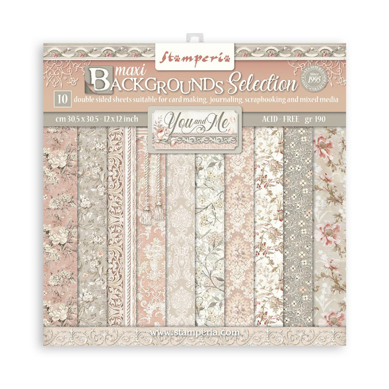 Colección Maxi Blackground You and me Stamperia 30 x30