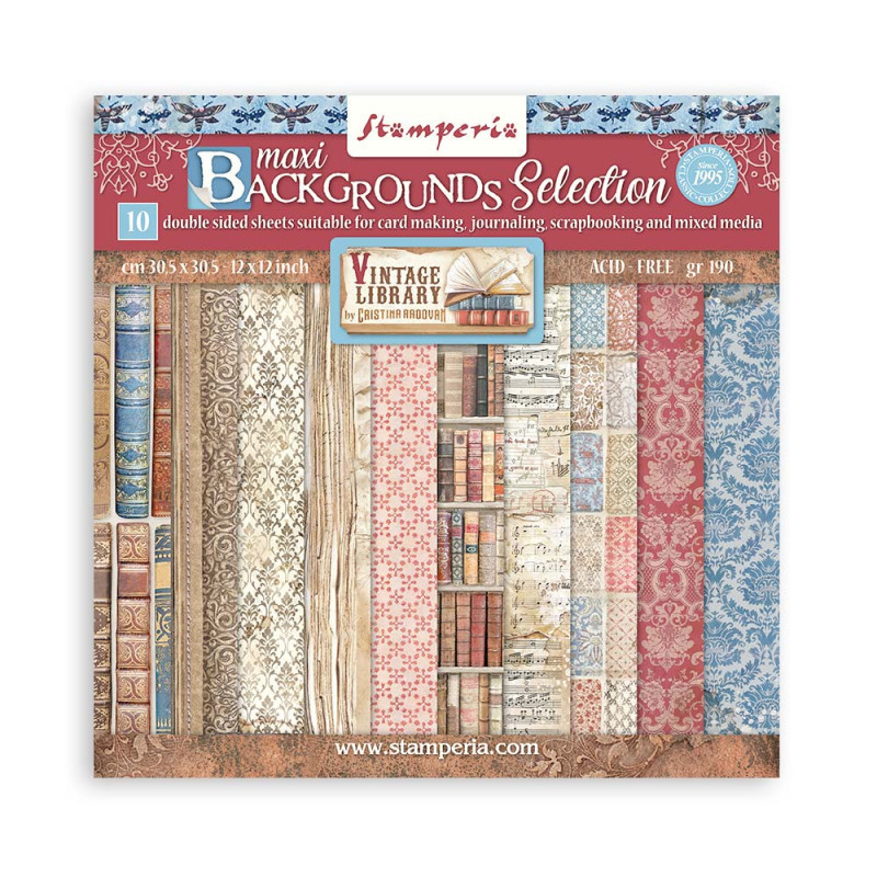 Colección Maxi Background Vintage library Stamperia 30 x30