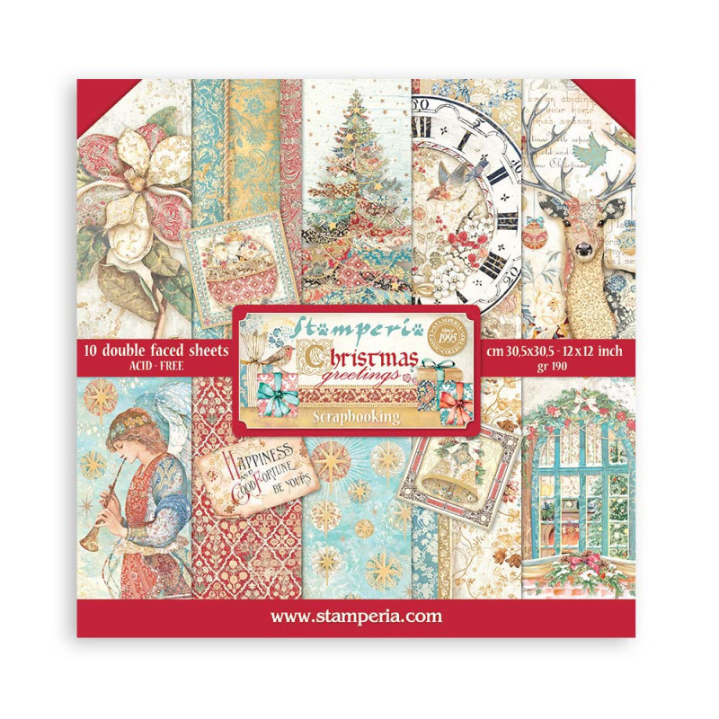 Colección Christmas Greetings Stamperia 30 x30
