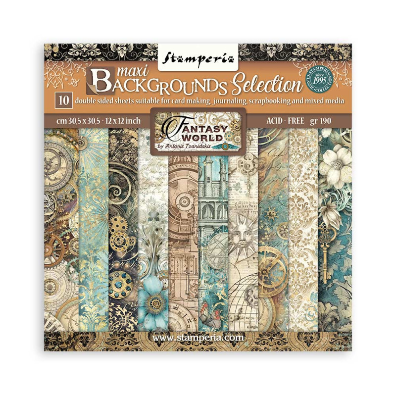 Colección Sir Vagabond in Fantasy world Maxi blackground Stamperia 30 x30 Colección Sir Vagabond in Fantasy world Maxi blackground Stamperia 30 x30