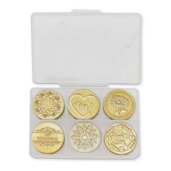 Set 6 sellos diametro 2.5 cms. Uso diario