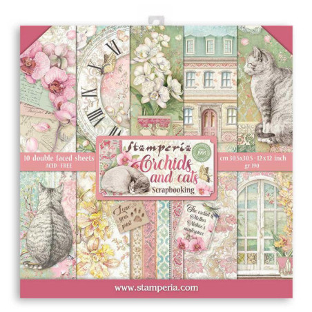 Coleccion Orchids and cats Stamperia 30 x30