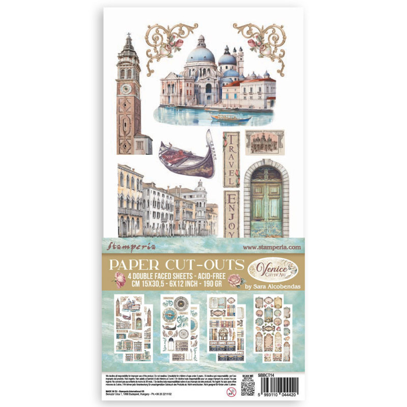 Paquete 4 hojas precortadas 15x30.5 cms Venice city of Art
