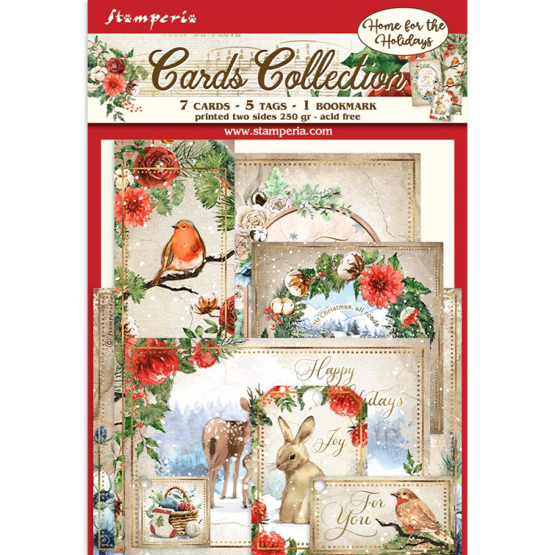 Set Tarjetas Stamperia Home for the holidays