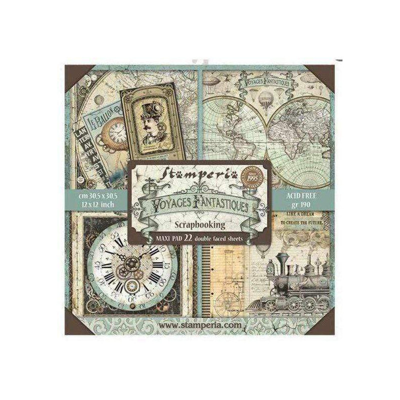 Maxi Block Colección Stamperia Voyages 30x30 2 caras Maxi Block Colección Stamperia Voyages 30x30 2 caras