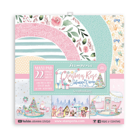 Maxi Block Colección Stamperia Christmas rose  30x30 Impreso a 1 cara