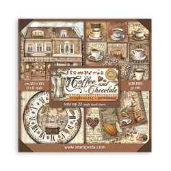 Maxi Block Colección Stamperia Coffee and Chocolate  30x30 Impreso a 1 cara