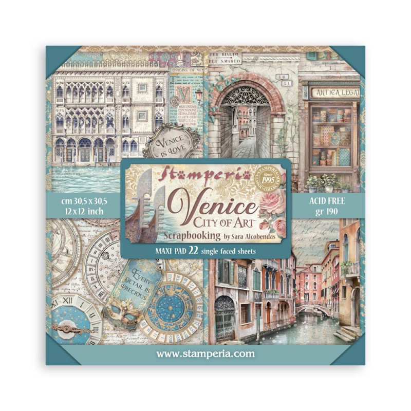 Maxi Block Colección Stamperia Venice city of Art 30x30 Impreso a 1 cara