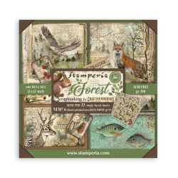 Maxi Block Colección Stamperia Forest 30x30 Impreso a 1 cara (6 hojas papel gras)