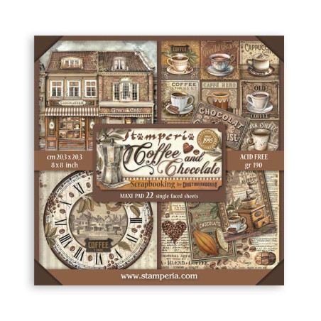 Maxi block Colección  Stamperia 20.3x20.3 Coffee and chocolate Impreso 1 cara