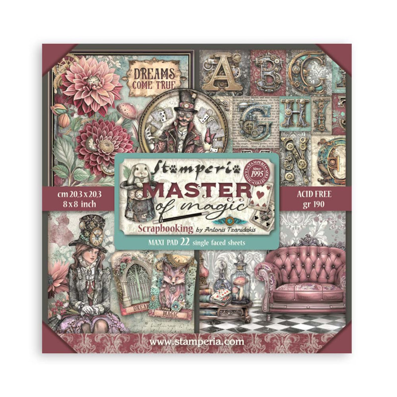 Maxi block Colección  Stamperia 20.3x20.3 Master of Magic Impreso 1 cara