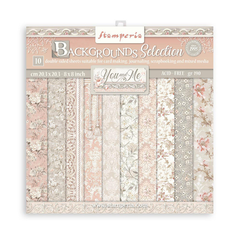 Colección Scrap Stamperia 20.3x20.3 Blackgrounds You and me Colección Scrap Stamperia 20.3x20.3 Blackgrounds You and me