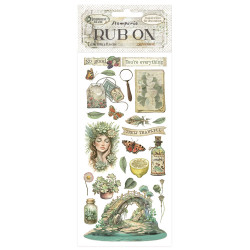 Rub-on Stamperia 10.16x21.6 cms. Herbarium Silvae Puente