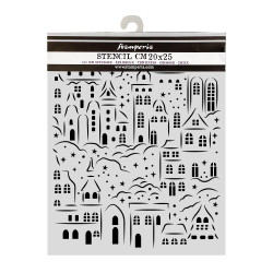 Stencil Stamperia 20x25 cms. - Christmas village