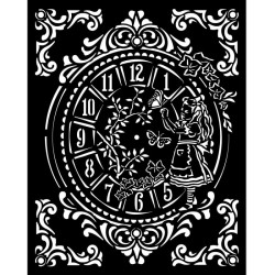 Stencil 20x25 cms. Stamperia Alice Reloj