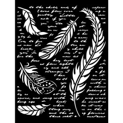 Stencil 20x25 cms. Stamperia Our Way plumas