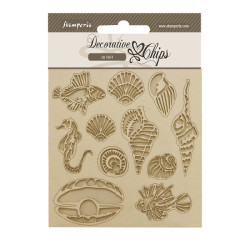 Decorative Chips 14x14 Stamperia Songs of the sea conchas y peces