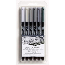 Set 6 Rotuladores Lyra Aqua Brush Duo Grey Tones
